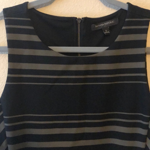 Banana republic black/olive striped business dress - Picture 2 of 4